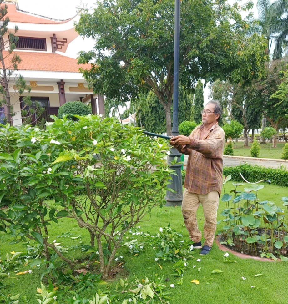 Tỉa cây cảnh trong khuôn viên tại Bà Rịa